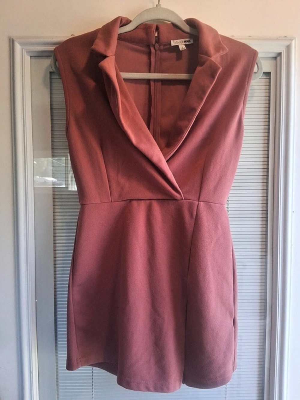 Fashion Nova All Business Blazer Romper Dark Coral Small